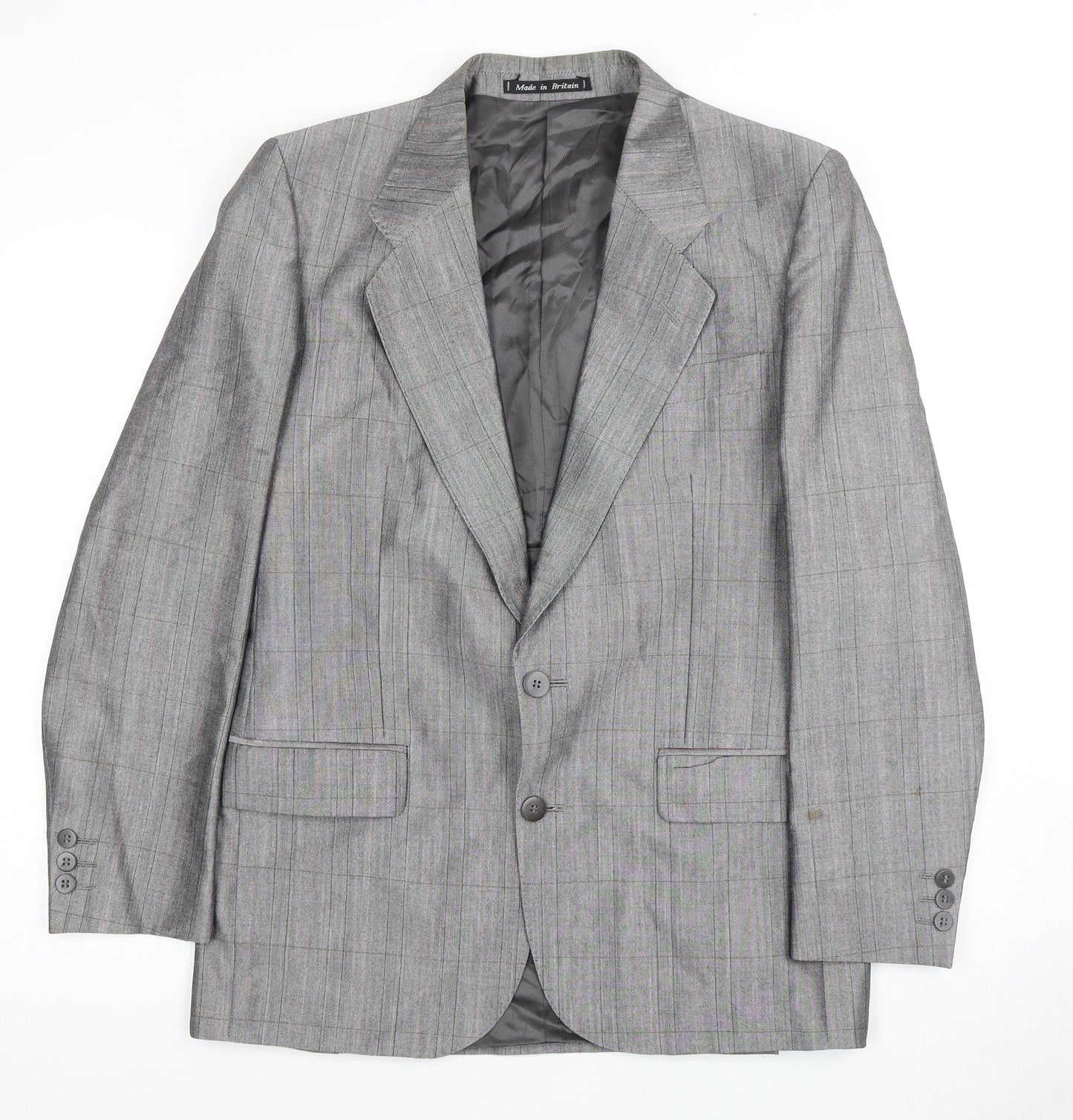 Chatsworth Men's Grey Plaid Blazer - 38 Regular Notch Lapel