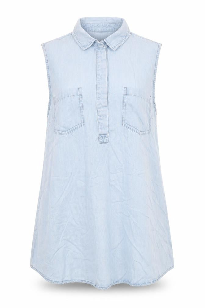 Oasis Blue Sleeveless Collared Women's Shirt, Size 12