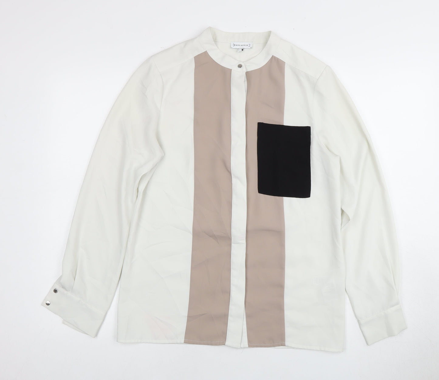 Warehouse Women's Ivory Button-Up Shirt - Size 8