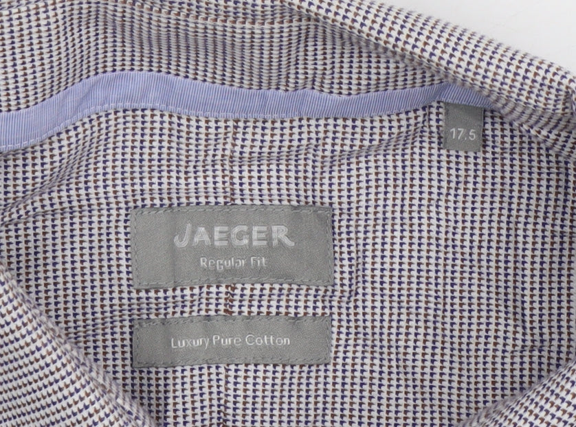 Jaeger Men's Check Regular Fit Cotton Dress Shirt L
