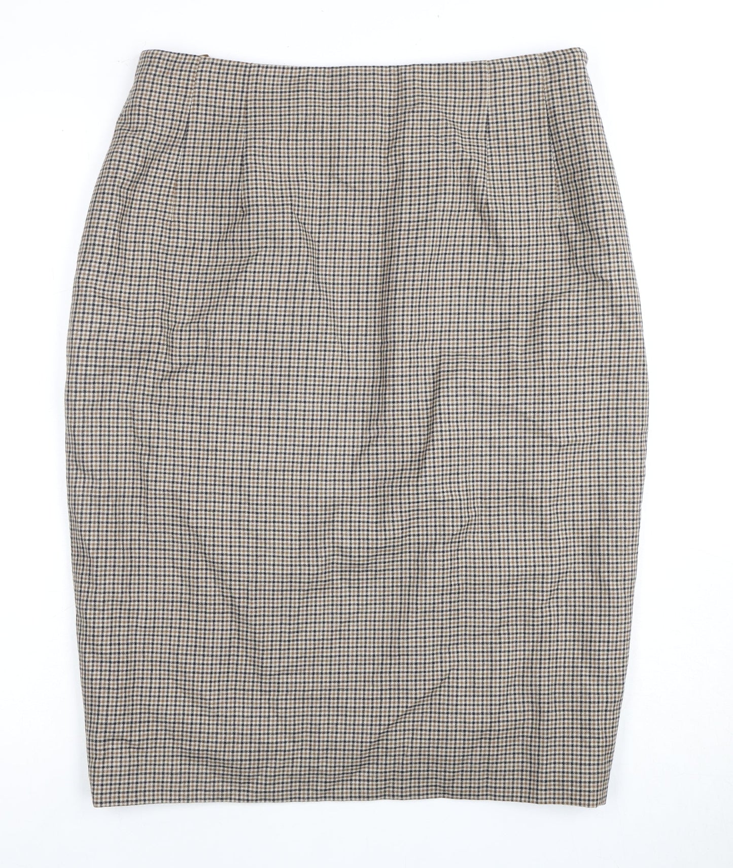 Aquascutum Women's Brown Check Midi Skirt Size 16