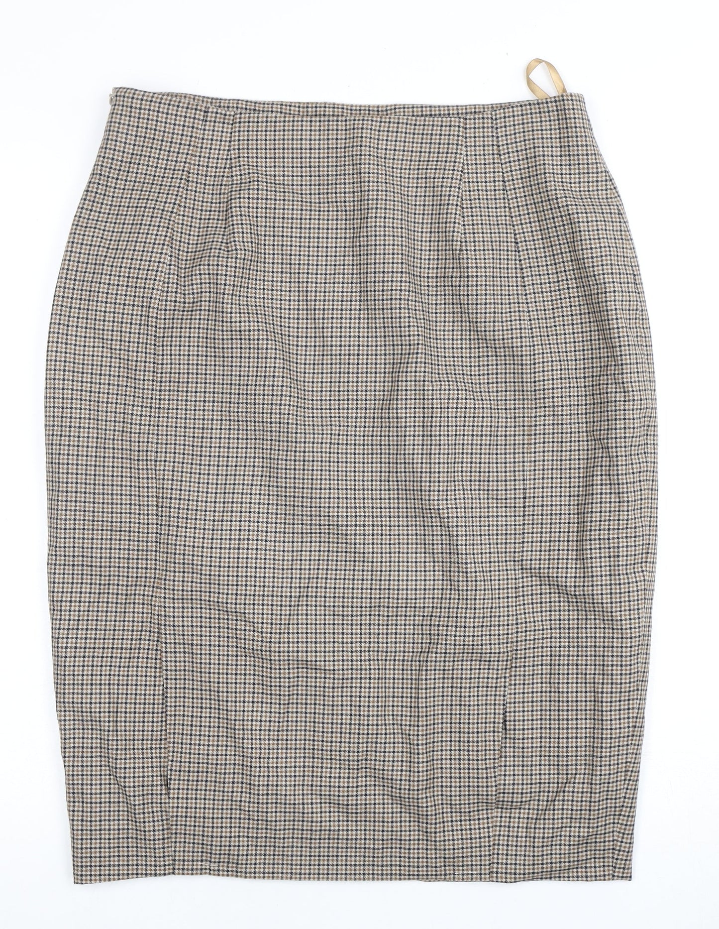 Aquascutum Women's Brown Check Midi Skirt Size 16
