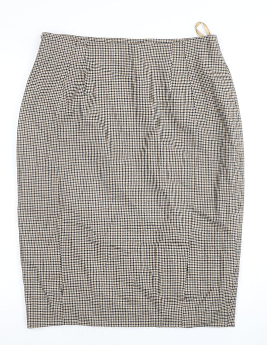 Aquascutum Women's Brown Check Midi Skirt Size 16