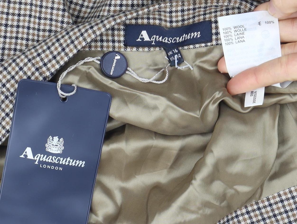 Aquascutum Women's Brown Check Midi Skirt Size 16