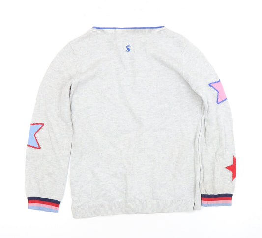 Joules Girls Grey Pullover Jumper 7-8 Years