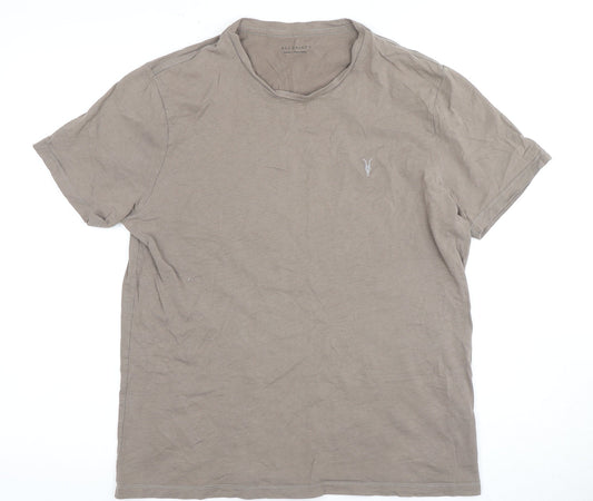 AllSaints Men's Beige Crew Neck T-Shirt Size L
