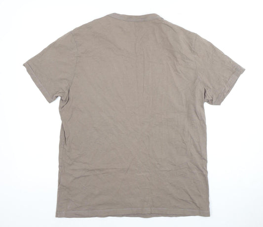 AllSaints Men's Beige Crew Neck T-Shirt Size L