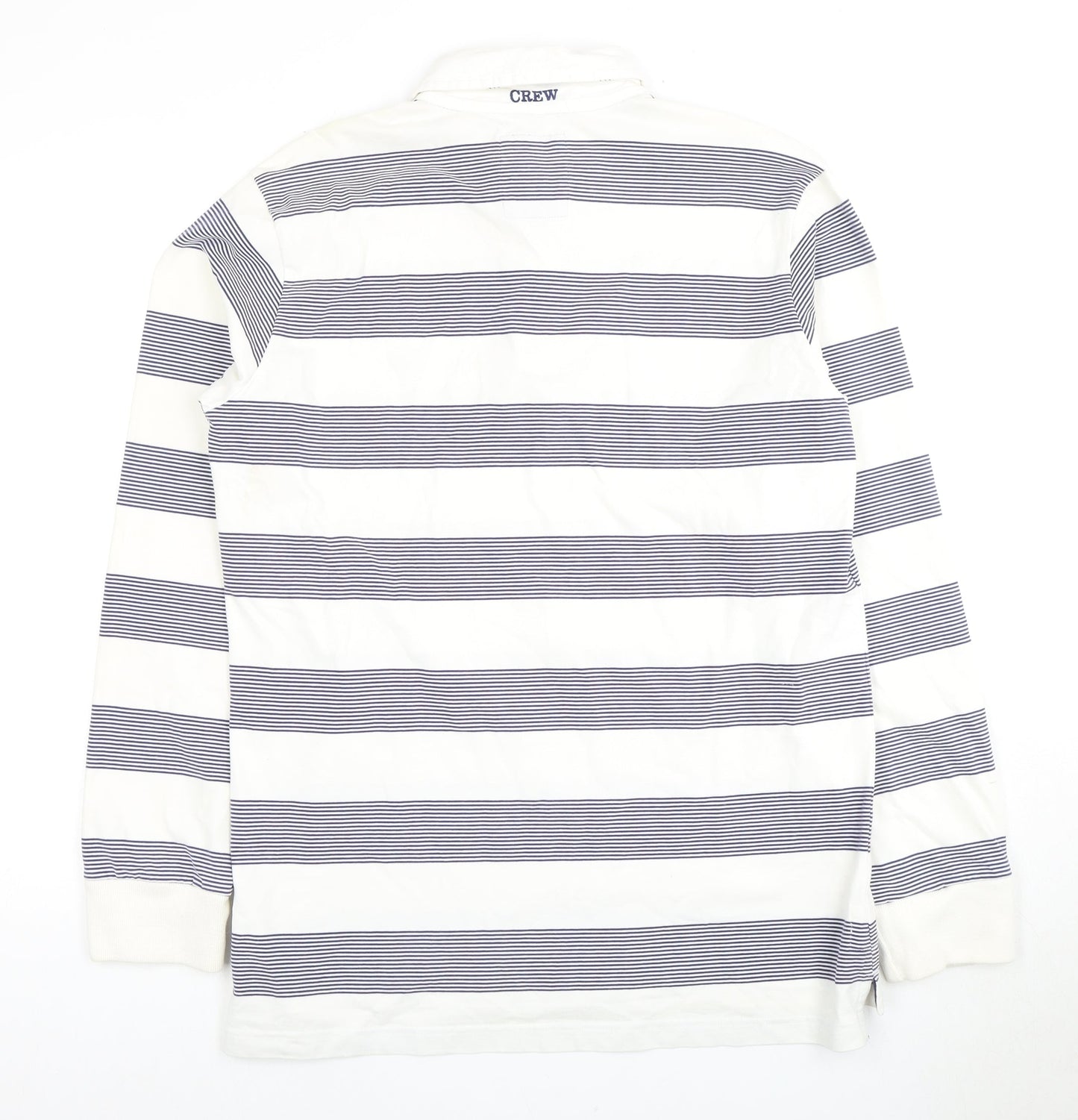 Crew Clothing Men's Large White Striped Polo Long Sleeve