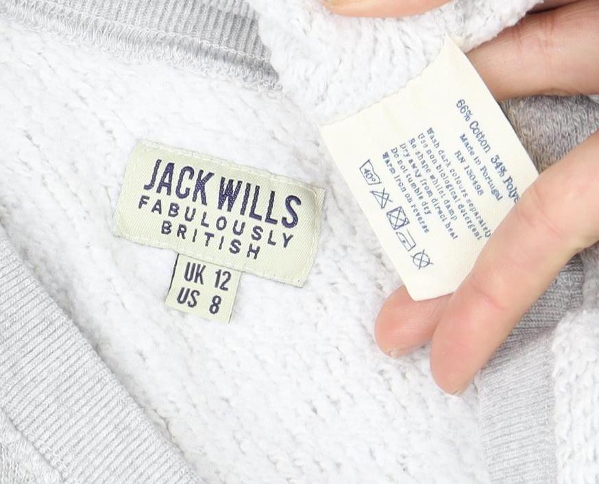 Jack Wills Grey Women's Pullover Sweatshirt Size 12