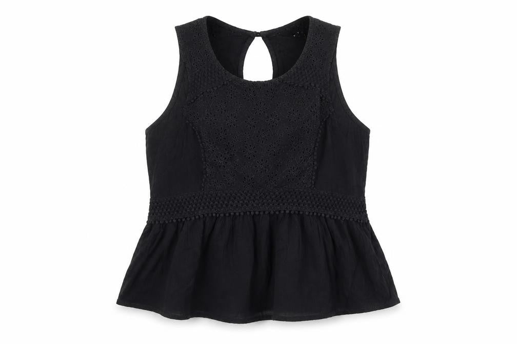 Womens UK Size S Hollister Black Cotton Blend Blouse