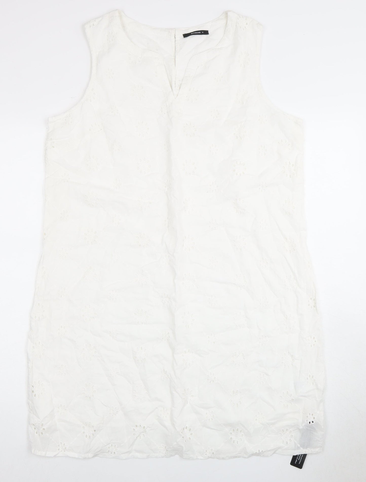 Roman Womens White Sleeveless Dress, Size 16
