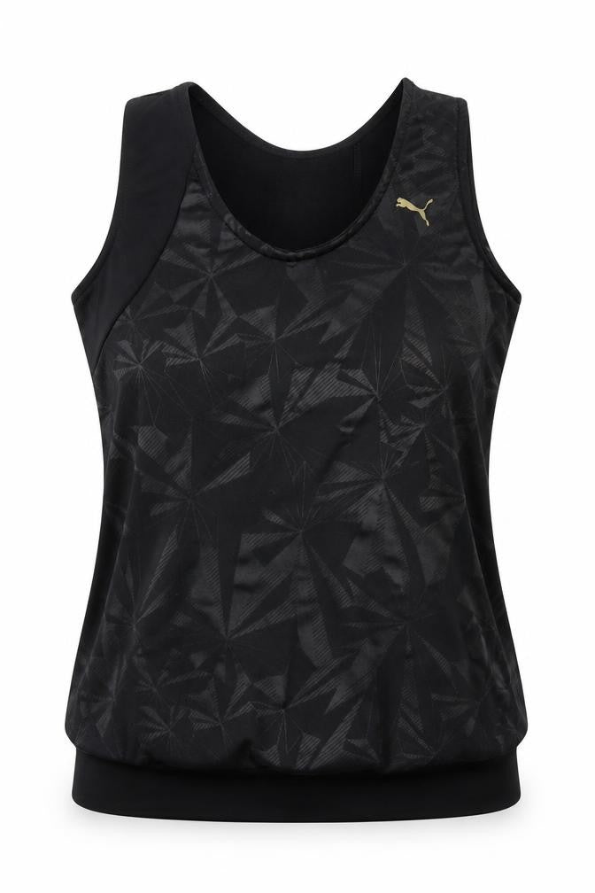 Front view of Puma Women's Black Tank Top -, size 10, Stretch