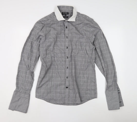 Jeff Banks Men's Grey Check Dress Shirt Long Sleeve 16