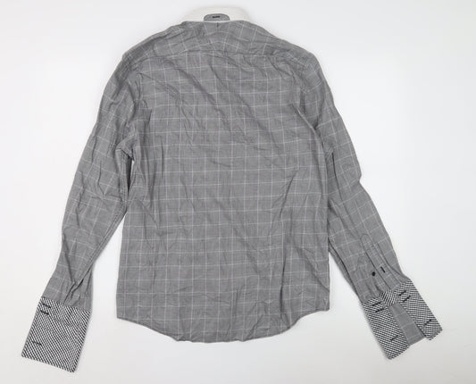 Jeff Banks Men's Grey Check Dress Shirt Long Sleeve 16