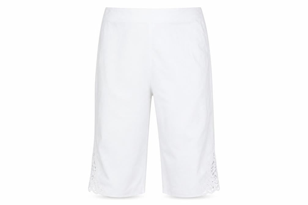 Roman Women's White Lace Accented Cotton Trousers