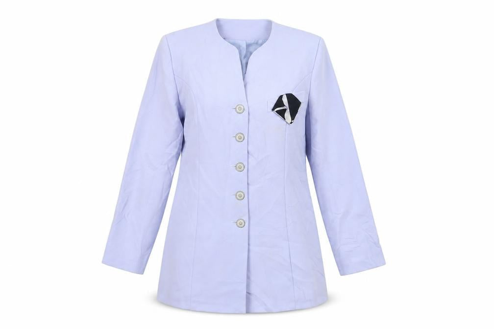 Debut Women's Blue Mid-Length Coat, Size 14, Button Closure