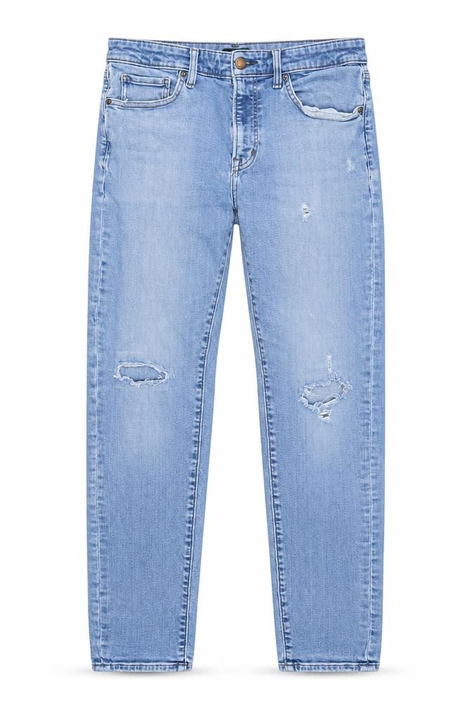 Uniqlo Men's Blue Distressed Straight Jeans Size 33