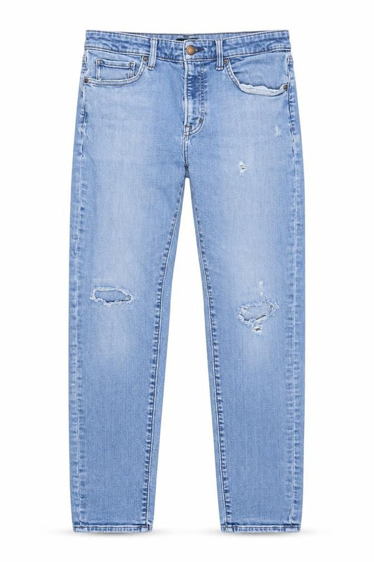 Uniqlo Men's Blue Distressed Straight Jeans Size 33