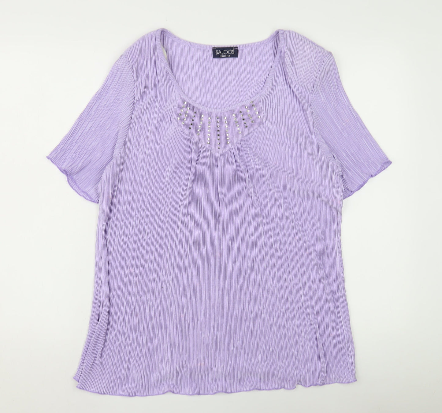 Saloos Women's Purple Blouse, Size 2XL, Scoop Neck, Studded