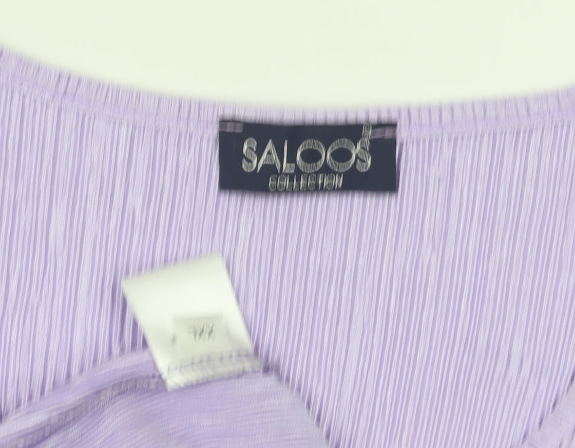 Saloos Women's Purple Blouse, Size 2XL, Scoop Neck, Studded