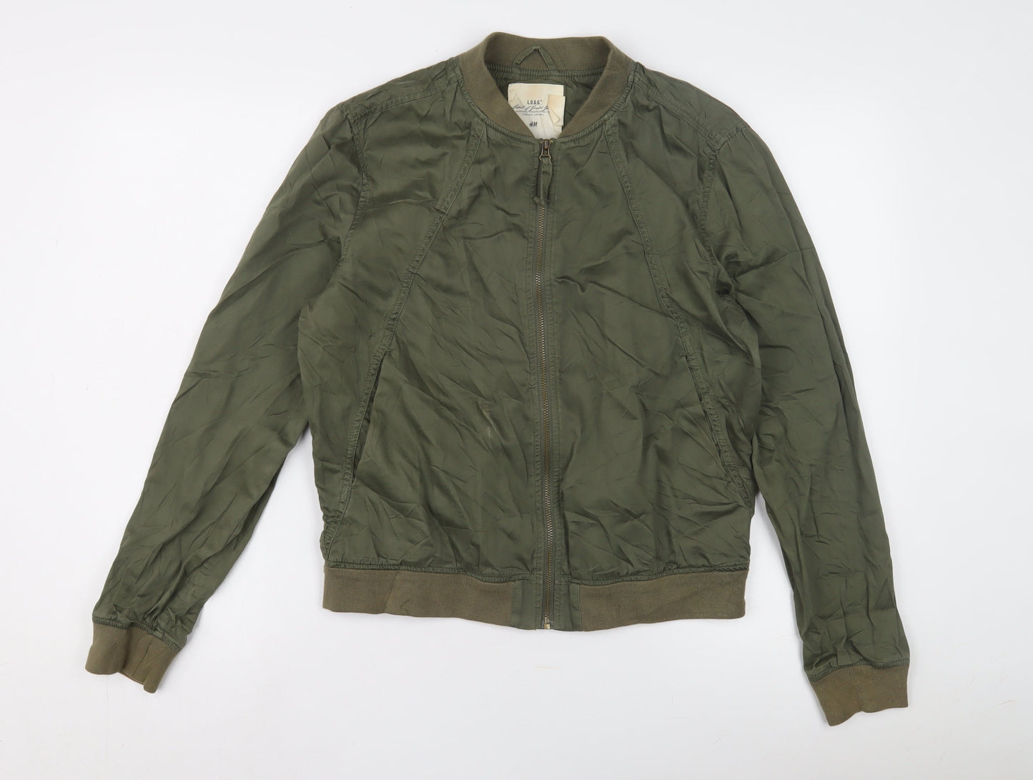 H&M Women's Green Bomber Jacket Size 8