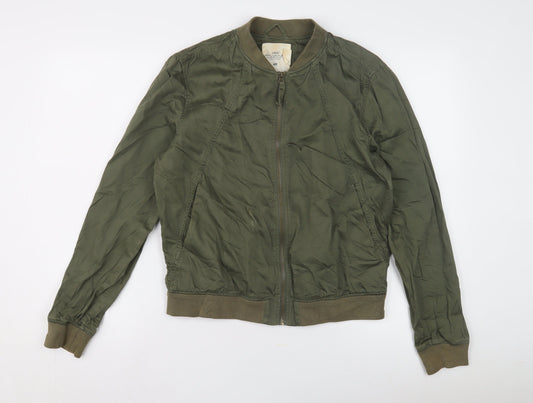 H&M Women's Green Bomber Jacket Size 8