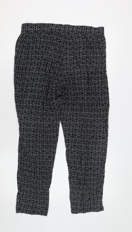 Marks and Spencer Women's Black Geometric Trousers, Size 14