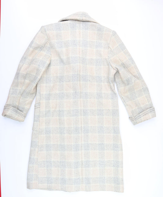 Tian Sheng Women's Beige Check Wool Pea Coat - XL