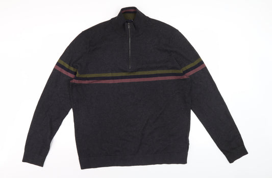 Ted Baker Men's Black 6XL Striped Full Zip Jumper