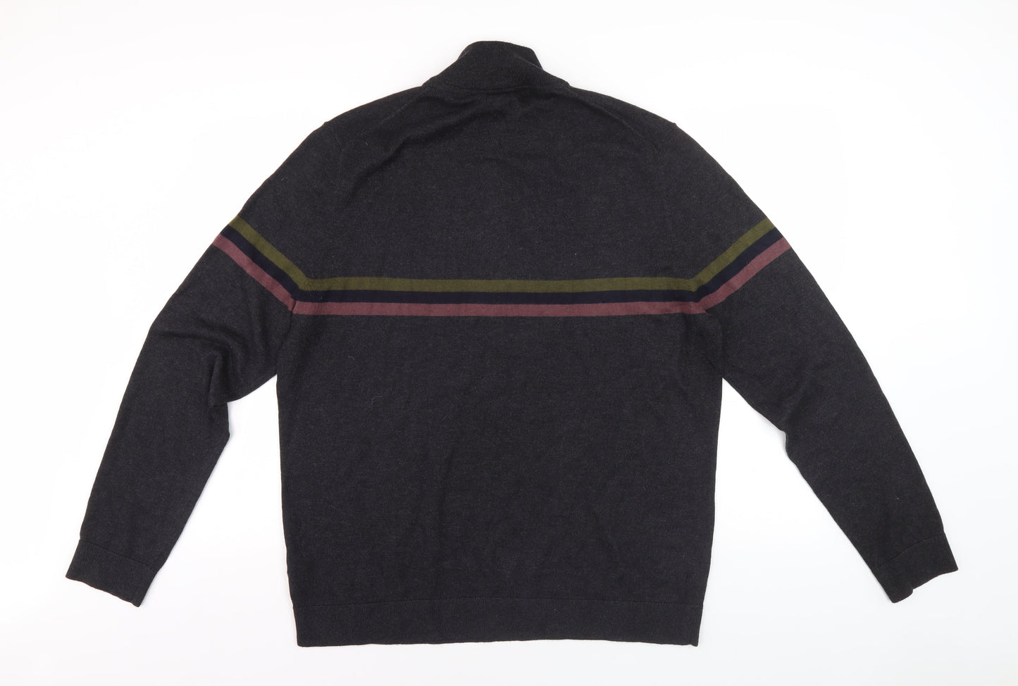Ted Baker Men's Black 6XL Striped Full Zip Jumper
