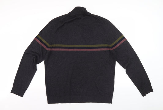 Ted Baker Men's Black 6XL Striped Full Zip Jumper
