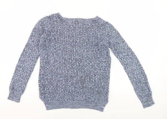 Fat Face Women's Blue Chunky-Knit Pullover Jumper Size 12