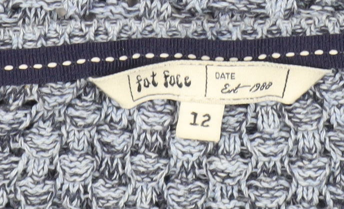Fat Face Women's Blue Chunky-Knit Pullover Jumper Size 12