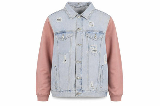 Condemned Womens Nation Blue XL Denim Jacket, Distressed Casual
