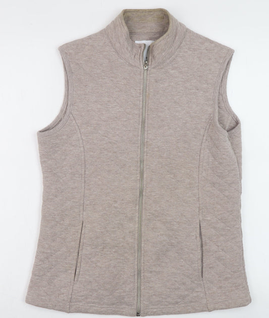 Dash Women's Beige Mid-Length Full Zip Waistcoat