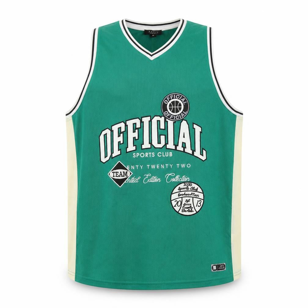 Front view of boohooMAN Men's Green Sleeveless Sports T-Shirt M