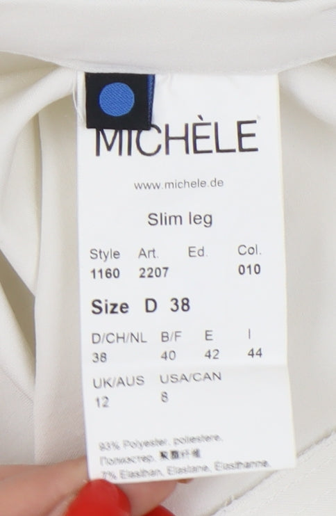 Michèle Women's Ivory Slim Leg Trousers, Size 12