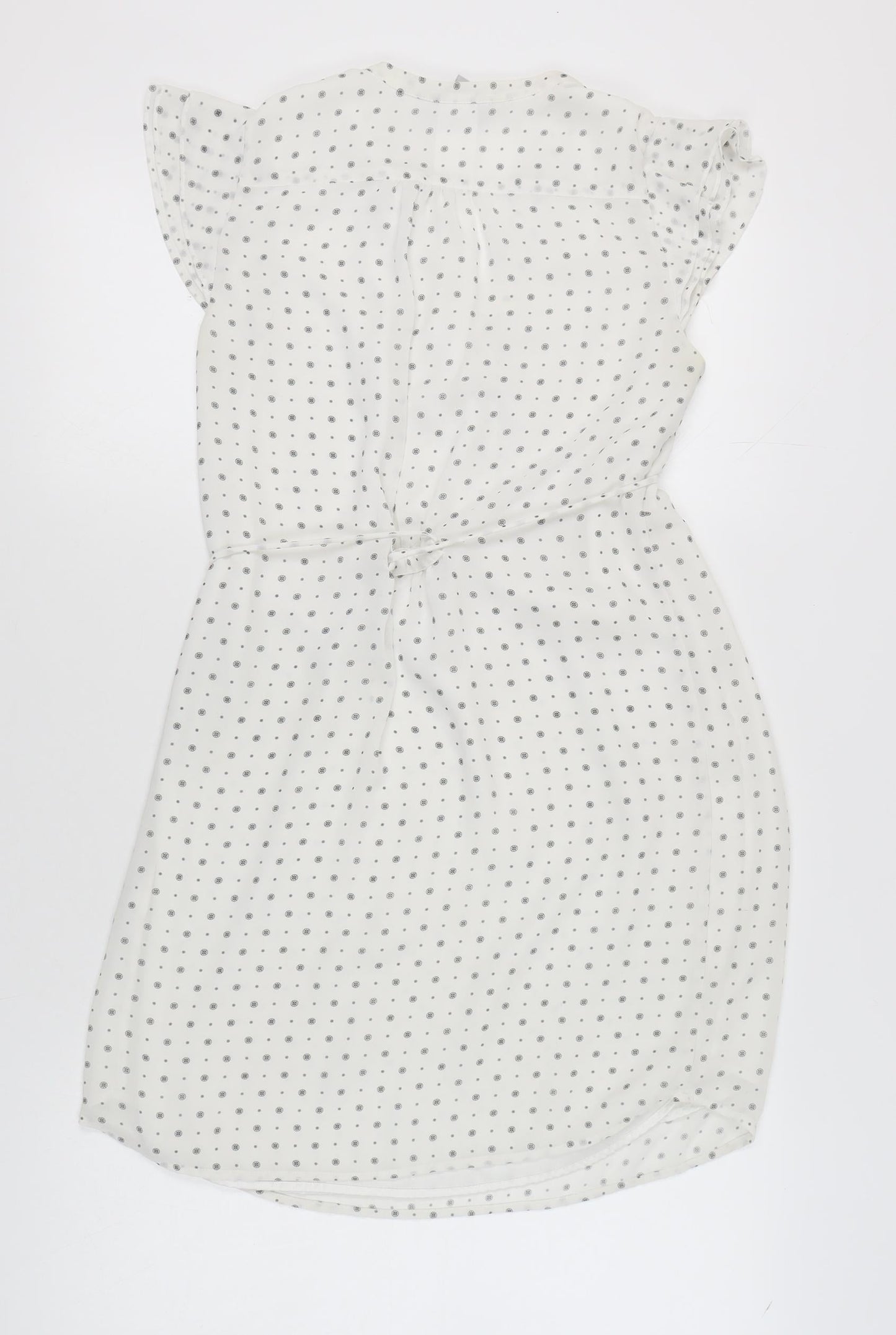 H&M Women's White Polka Dot Shift Dress Size 10