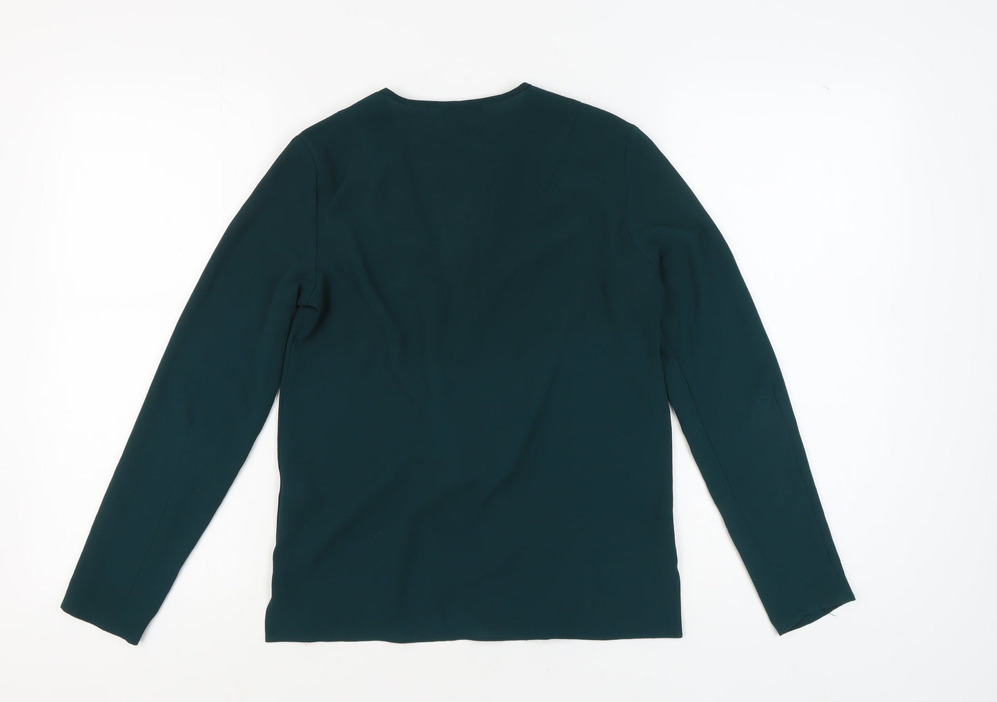 Topshop Women's Green Wrap Blouse UK 8 Long Sleeve