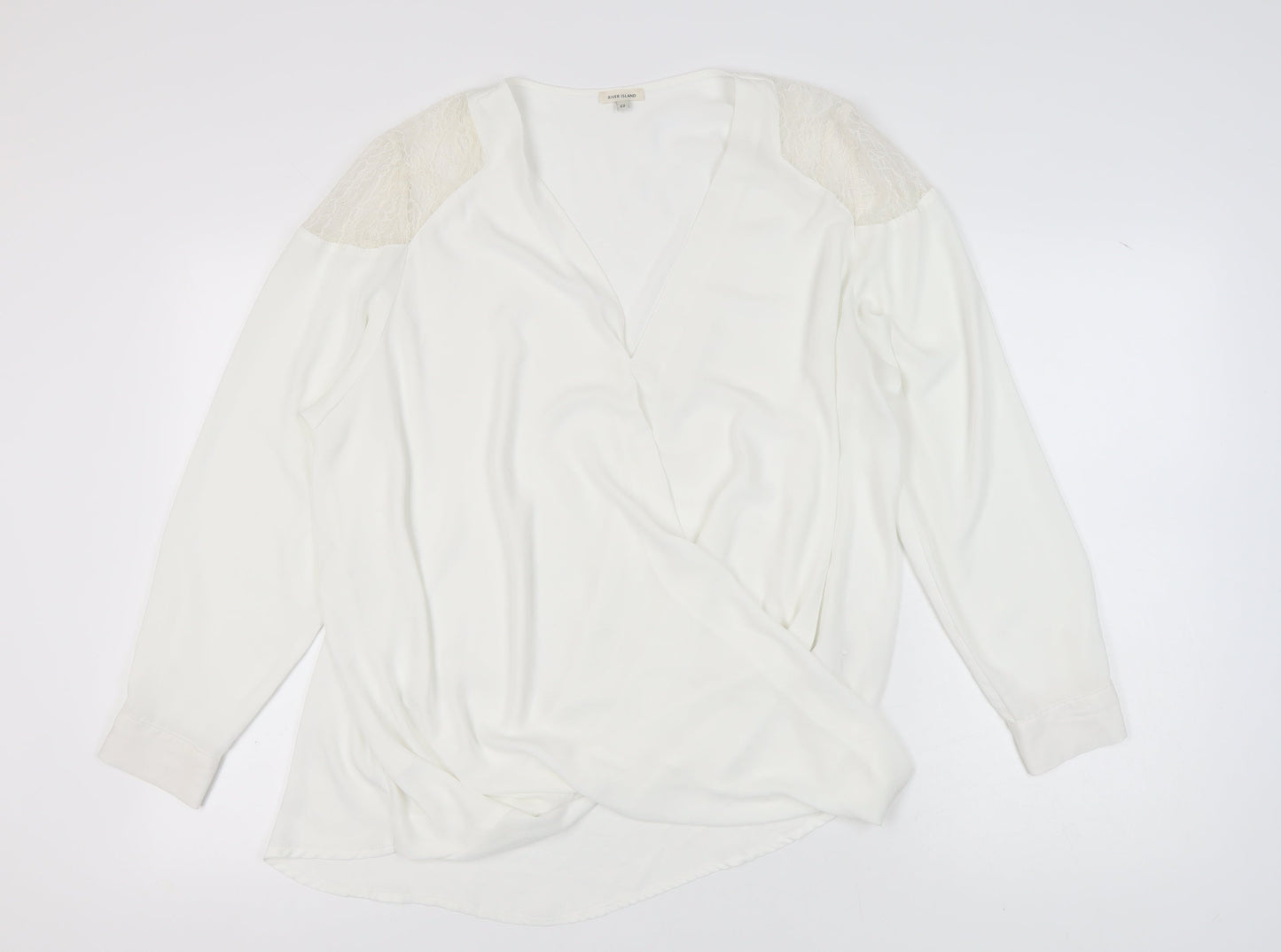 River Island Women's Ivory Lace Wrap Blouse Size 22