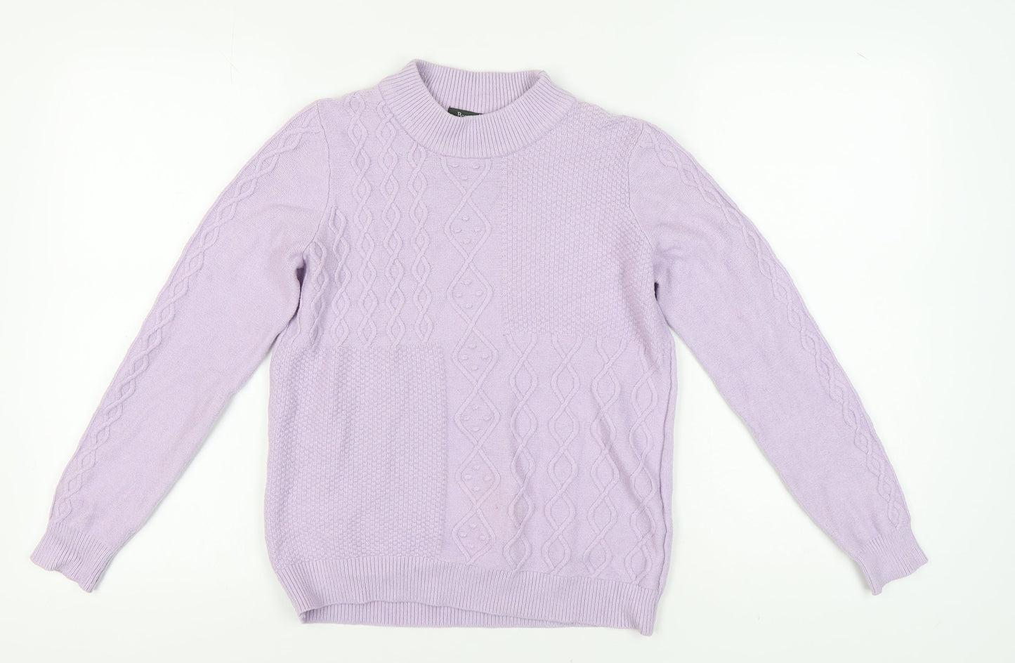 Bonmarché Women's Purple Mock Neck Jumper Size 12
