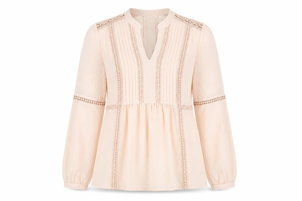 Marks and Spencer Women's Pink Lace V-Neck Blouse Size 10