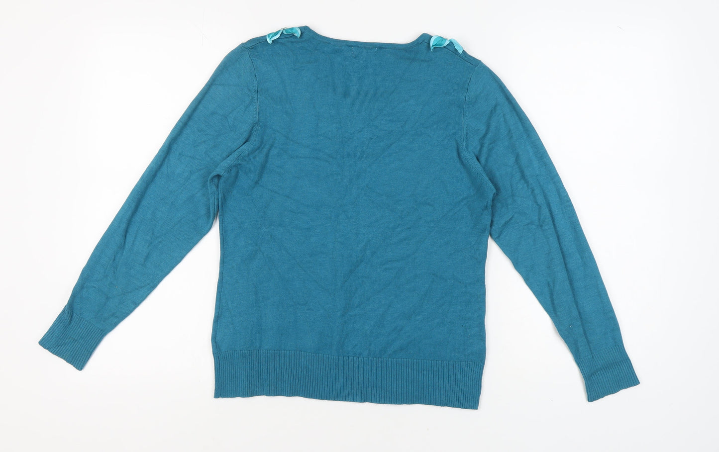 Next Women's Blue Embroidered Pullover Jumper L