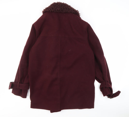 Monki Women's Red Belted Motorcycle Coat XS