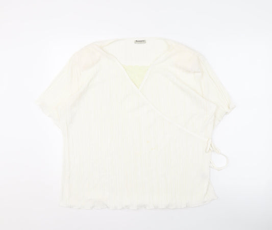 Bassini Women's Ivory Wrap Blouse Size XL