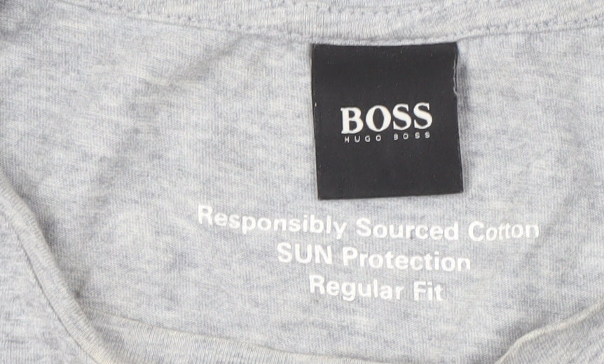 Hugo Boss Men's Grey Cotton Logo T-Shirt, Size S