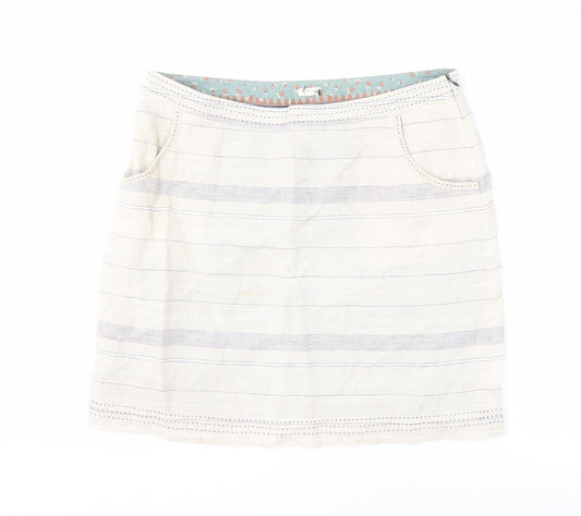 White Stuff Women's Striped Linen Skirt Size 14