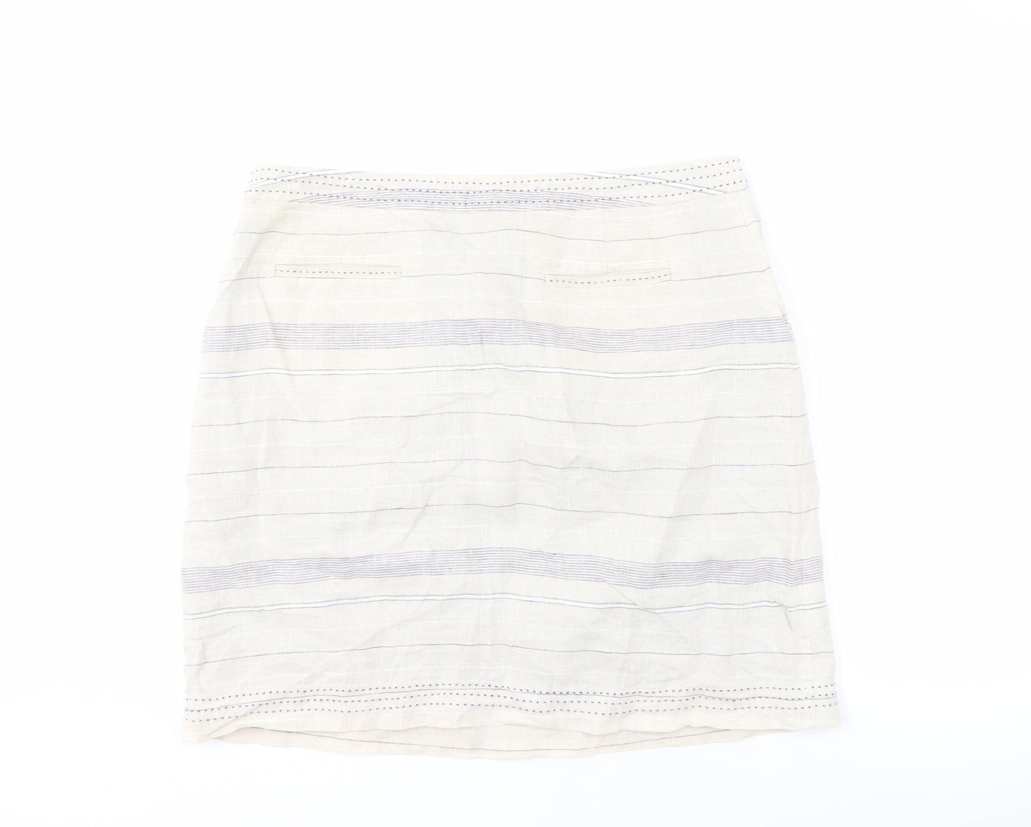 White Stuff Women's Striped Linen Skirt Size 14