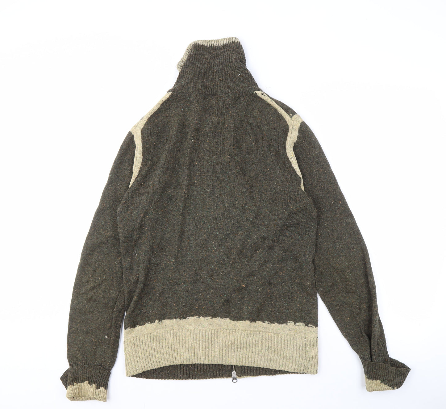 FCUK Men's Brown Full Zip Jumper, Size S, High Neck