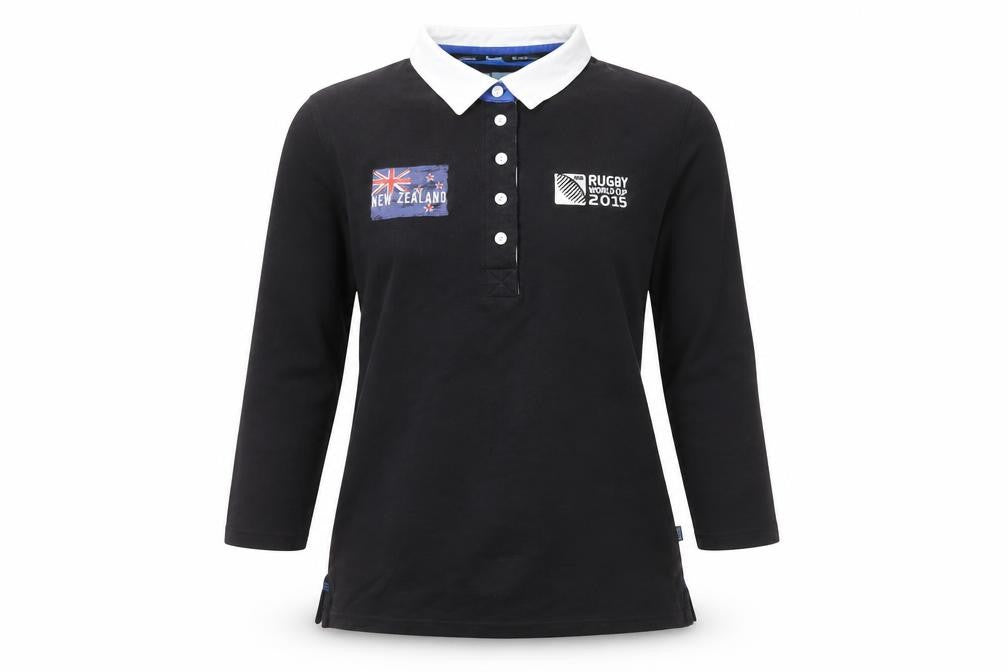 Sportfolio Womens Black 3/4 Sleeve Rugby Polo Size 12
